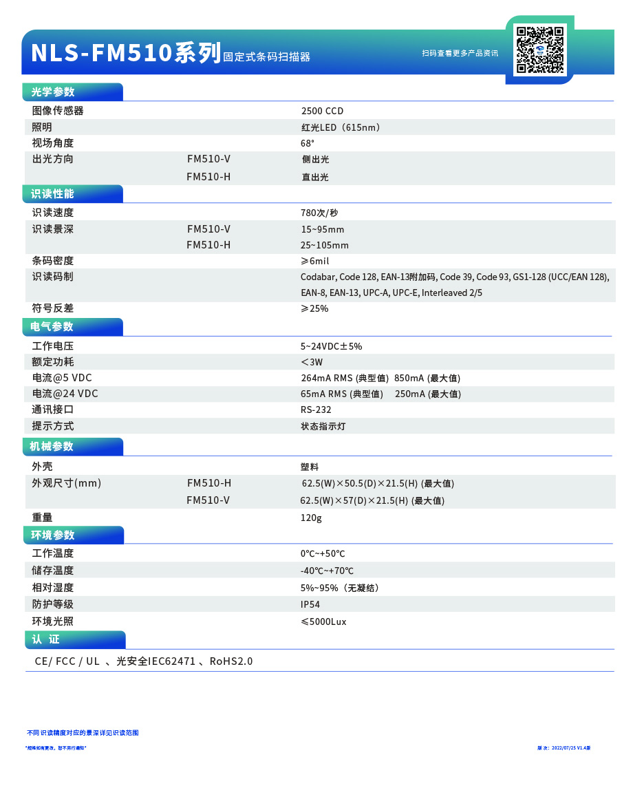 FM510技術參數表